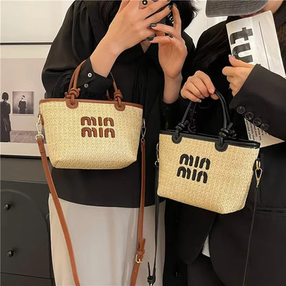 New Summer Bohemian Straw Beach Bag for Women Designer Shoulder Bag Cute Purse and Handbags Embroidered Female Crossbody Bags
