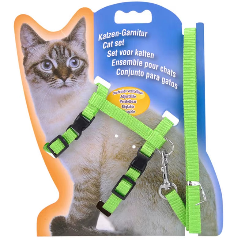 5 Color Adjustable Pet Cat Collar for Cats Cozy Nylon Rabbit Kitten Kedi Harness Leash Set Dog Cat Accessories Products for Pets