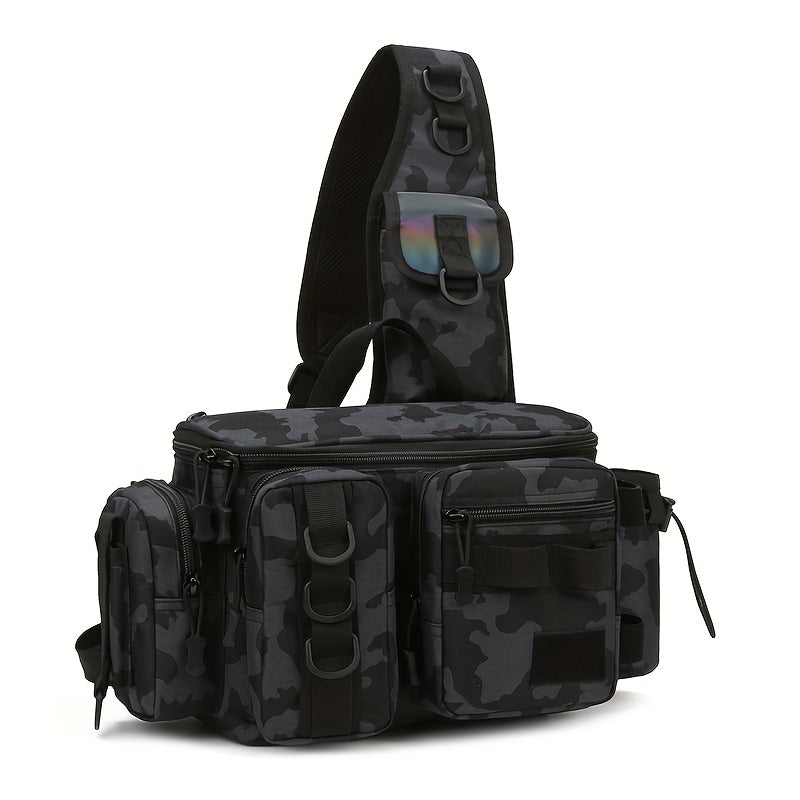 1pc Heavy-Duty Fishing Backpack Tackle Sling Bag with Rod Holder & Multi-Compartment - Lightweight Breathable Mesh Back, Durable Nylon/, Padded Shoulder Straps for Freshwater/Saltwater Fishing Gear, Camping & Outdoor (Ideal G Beauty Fashion