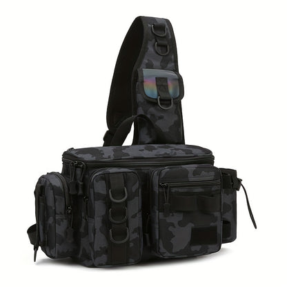1pc Heavy-Duty Fishing Backpack Tackle Sling Bag with Rod Holder & Multi-Compartment - Lightweight Breathable Mesh Back, Durable Nylon/, Padded Shoulder Straps for Freshwater/Saltwater Fishing Gear, Camping & Outdoor (Ideal G Beauty Fashion