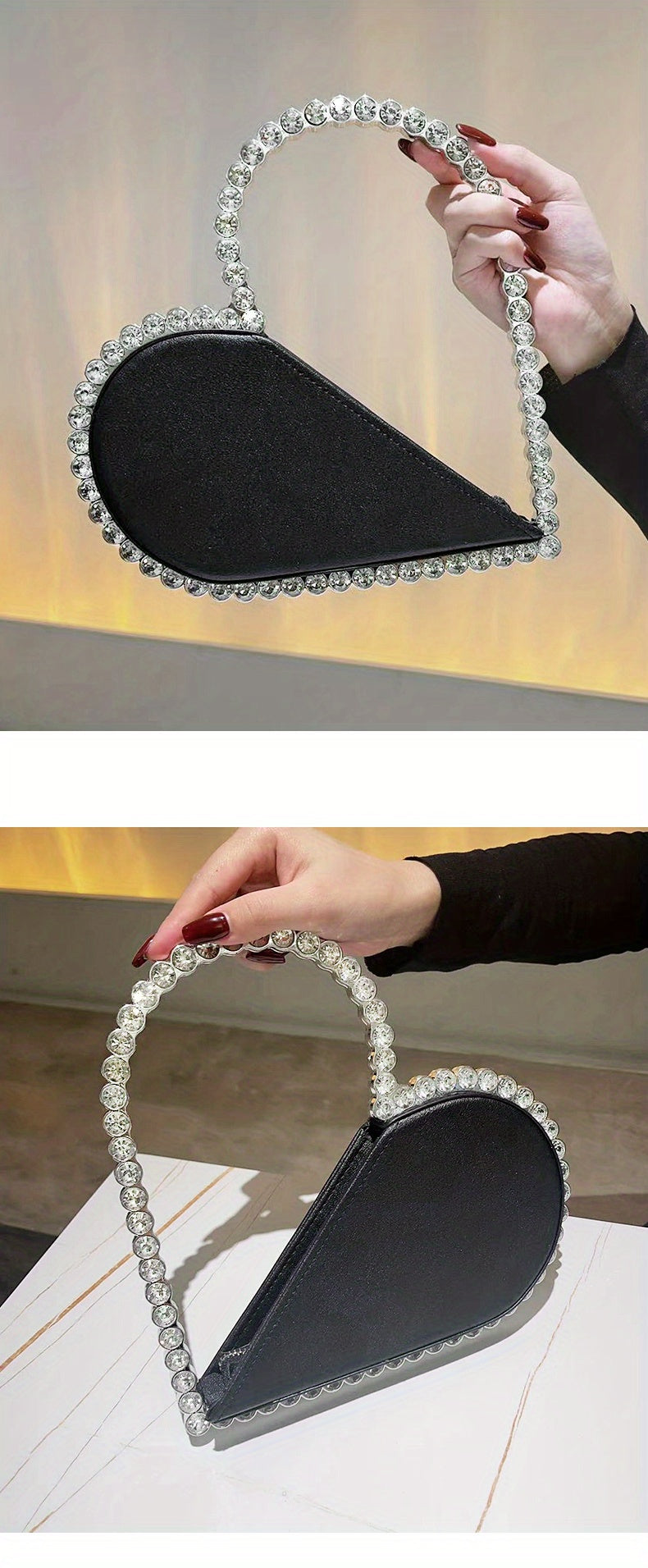 Mini Heart Shape Women's Elegant Evening Bag, Trendy Clutch Purse for Party Prom and Wedding Beauty Fashion