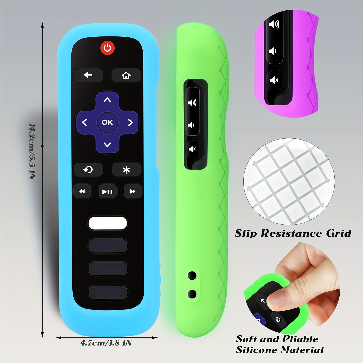 1pc Roku TV Remote Cover, Glow in the Dark Silicone Sleeve Case, Compatible with TCL Hisense Roku TV Steaming Stick 4K 4K+ Voice Remote, Universal Protective Battery Cover, 2022 Model, Uncharged, No Battery Included Beauty Fashion