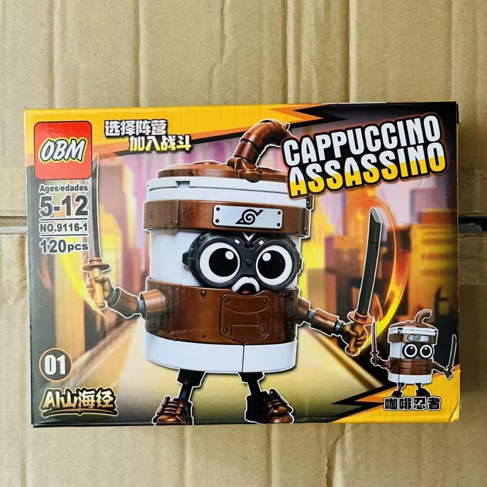 Italian Brainrot Tung Tung Tung Sahur‌ Figure Assembled Toy Tralalero Tralala‌ Boneca Kids Building Blocks Blind Box Toys Gifts