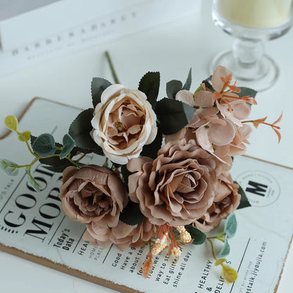 1PC Fall Artificial Peony Flowers Silk Hydrangea Rose Living Room Home Vase Garden Wedding Bridal Bouquet Diy Party Decoration