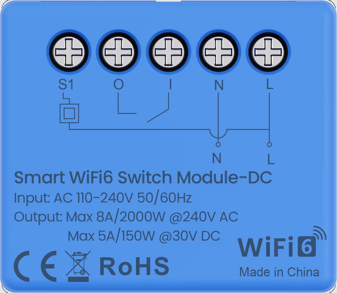 Mini Smart Wifi6 Dry Contact Switch Module,Smart Life APP Remote Control,Wrok for Alexa Google Home