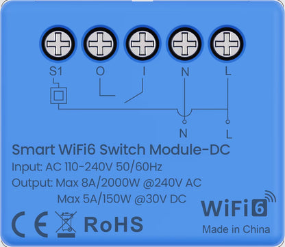 Mini Smart Wifi6 Dry Contact Switch Module,Smart Life APP Remote Control,Wrok for Alexa Google Home