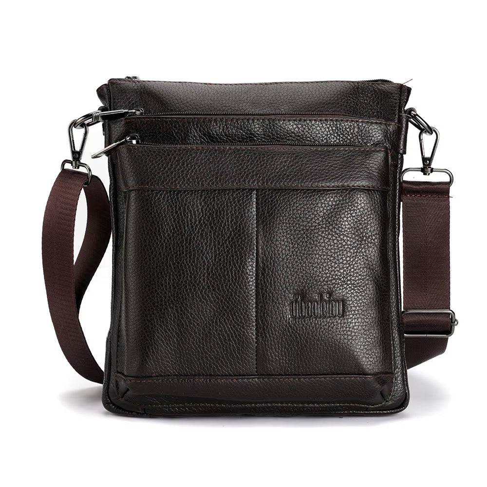 Men'S Leather Messenger Bag Business Shoulder Bag Small Crossbody Bag Multi Function Messenger Bag Men'S Travel Bag