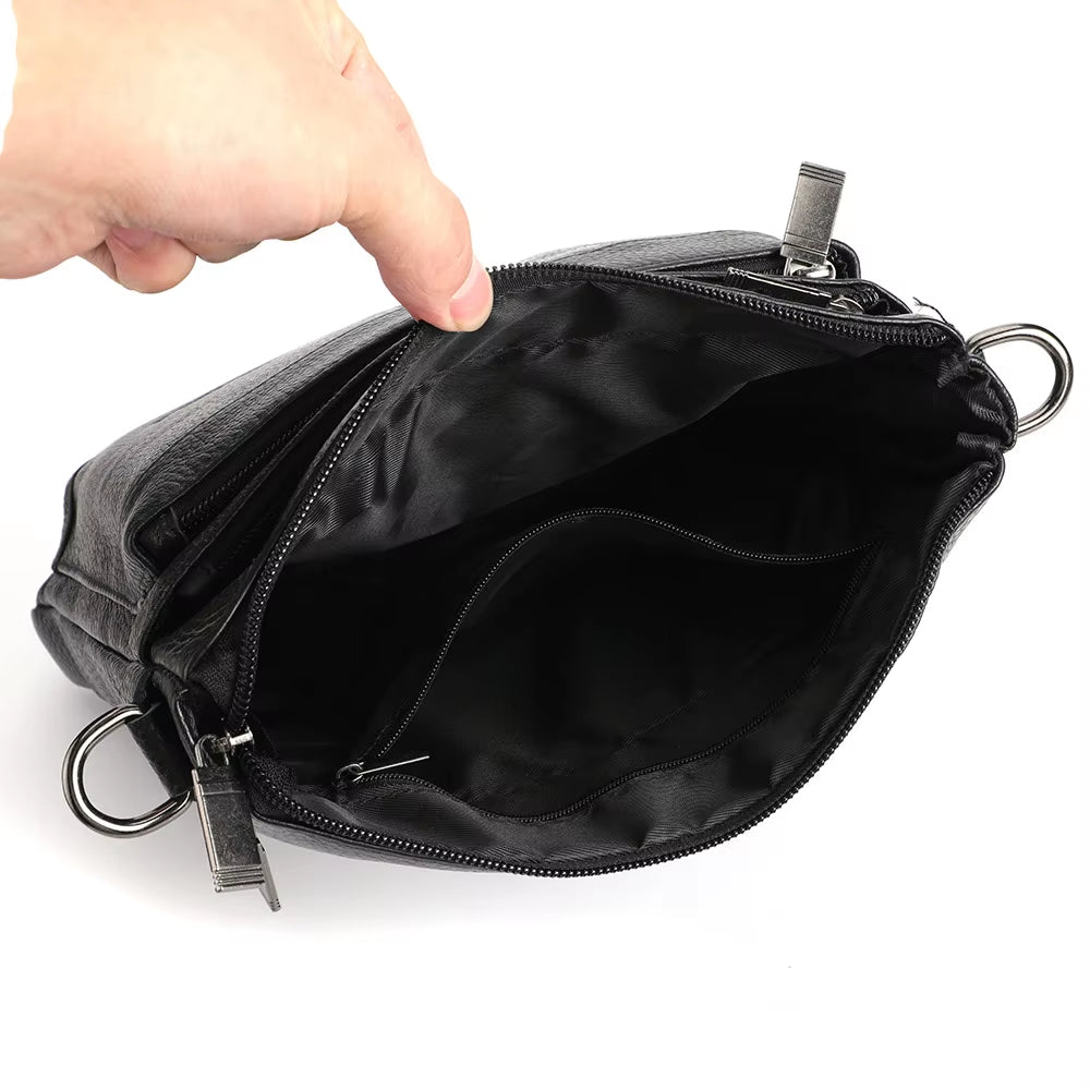 Men'S Leather Messenger Bag Business Shoulder Bag Small Crossbody Bag Multi Function Messenger Bag Men'S Travel Bag