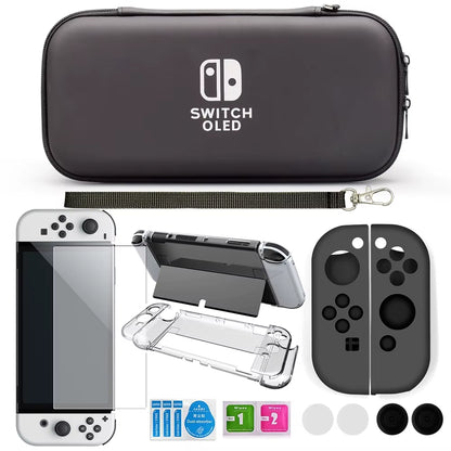 For Nintendo Switch Oled Case Bundle Bag Pack Game Accessories Kit Hard Shell Travel Storage Bag Joycon Protective Cover Grip