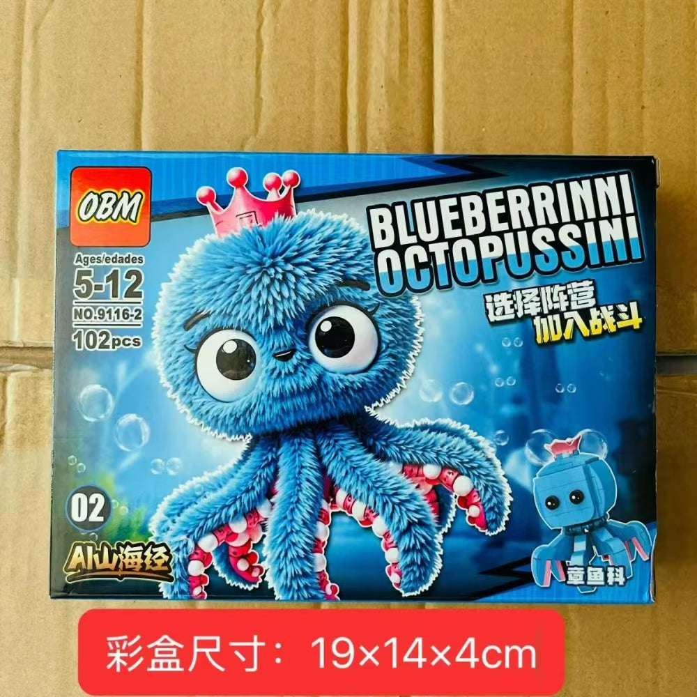 Italian Brainrot Tung Tung Tung Sahur‌ Figure Assembled Toy Tralalero Tralala‌ Boneca Kids Building Blocks Blind Box Toys Gifts