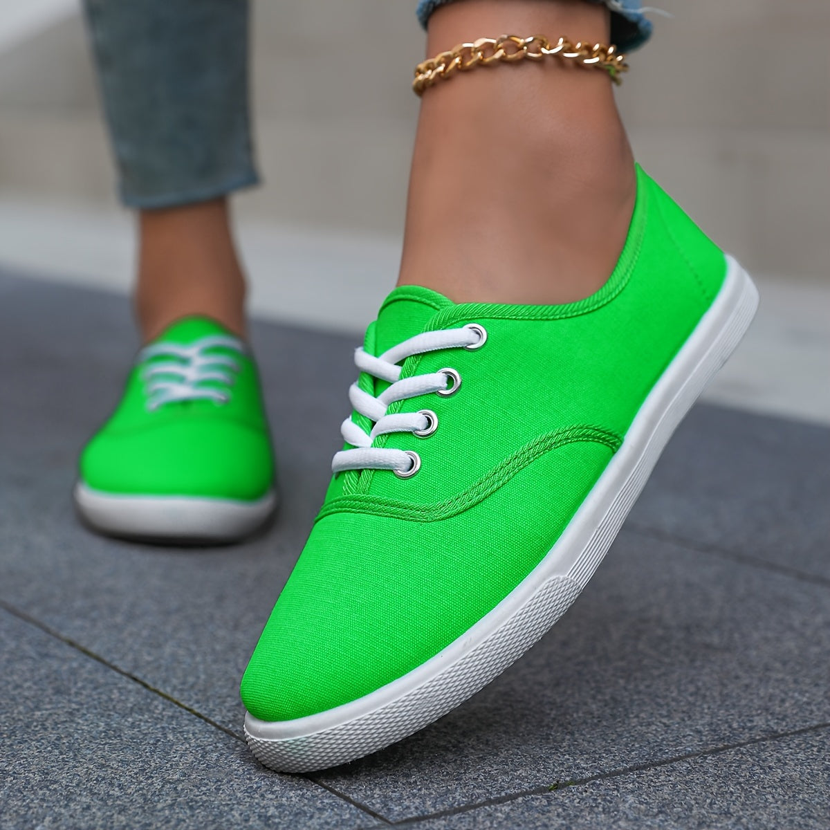 Women's Casual Canvas Sneakers, Low-Top Lace-up Walking Shoes, Lightweight & Comfort Sport Shoes Beauty World Shop