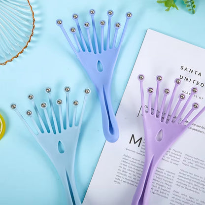 Head Massager Scalp Neck Comb Roller Five Finger 9 Claws Steel Ball Hand Held Relax Spa Hair Care for Hair Growth Stress Relief