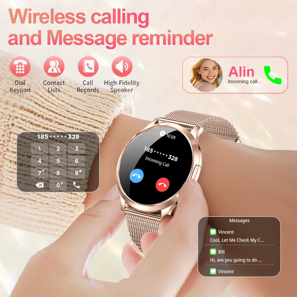 2025 New Smart Watch for Women AMOLED Screen Watches IP68 Waterproof Heart Rate Monitor Ladies Smartwatch for Huawei Xiaomi