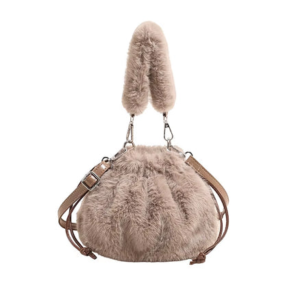 New Trendy Fluffy Commuter Simple Crossbody Bags for Women Fashion Shoulder Handle Storage Bag Texture and Versatile Bucket Bag