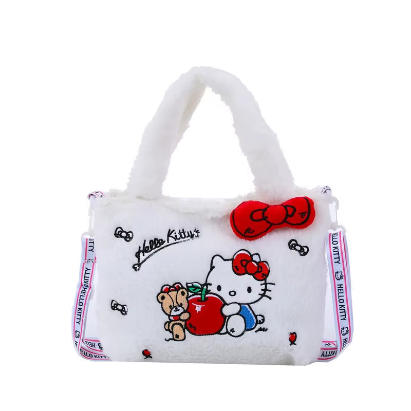 1Pc Sanrio Hello Kitty Plush Bag Kawaii Kuromi My Melody Cute Cartoon Anime Handbag Cinnamoroll Storage Tote Bags Women Gifts