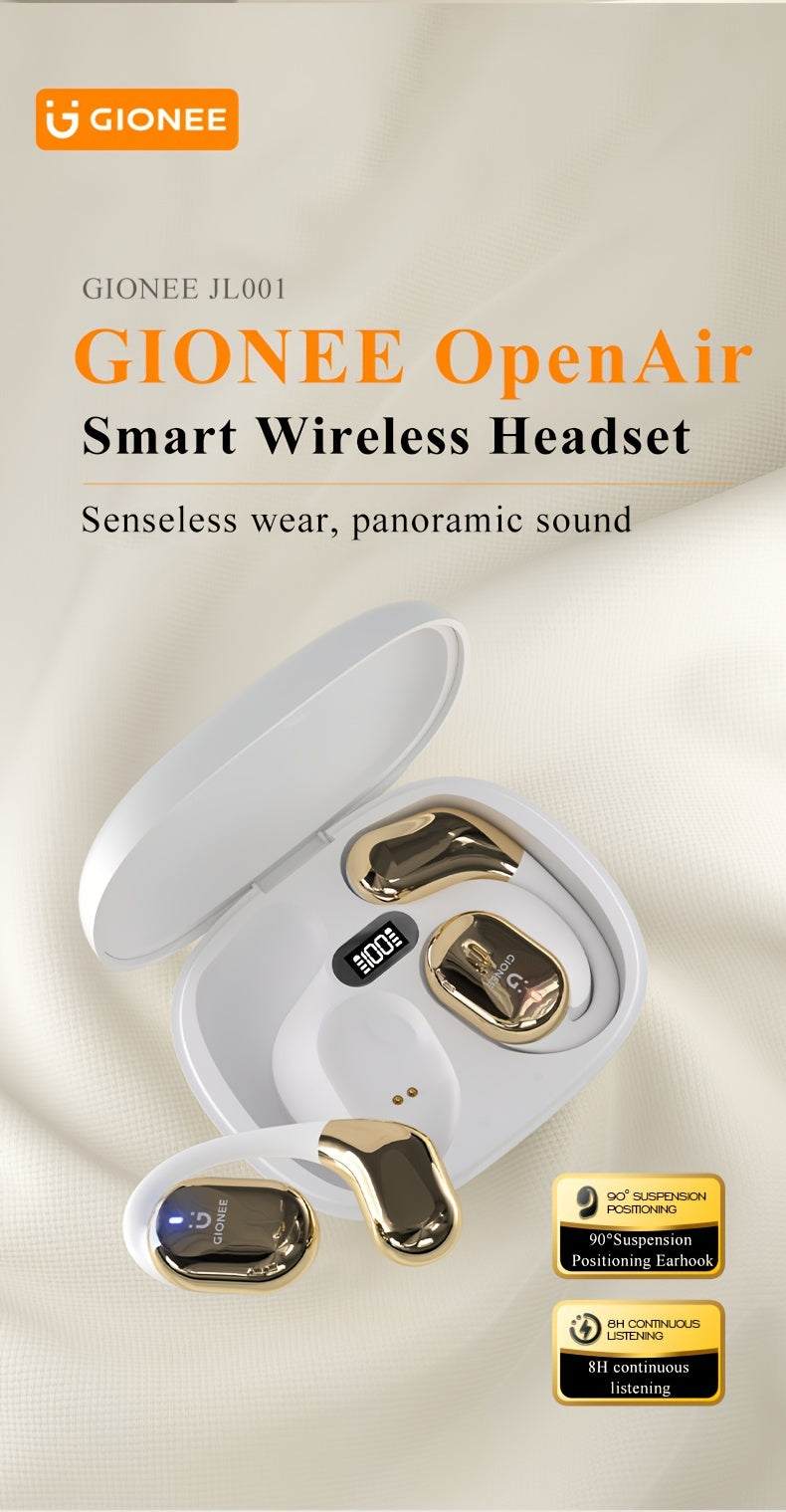 Gionee001True Wireless Earbuds With Mic, TWS In-Ear Headphones With ENC Noise Cancelling Mic, Sport Earhook Headset, Stereo In Ear Headphones With LED Display Charing Case, Wireless Running Sports Earbuds Earhook Beauty World Shop