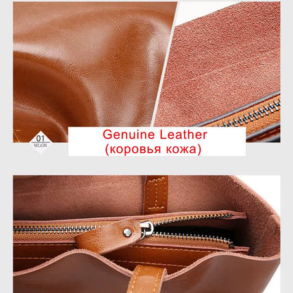 Cow Leather Bag Ladies Genuine Leather Handbags Big Women Bag Large Vintage Female 2023 Office Hand Shoulder Bags for Women Tote