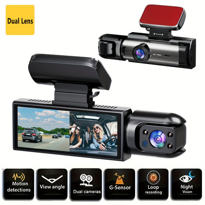 NTTAMHM Dual Camera Dash Cam with 3.16" IPS Screen, IR Night Vision, Loop Recording, Wide Angle Lens, Motion Detection, View Angle, Dual Cameras, Car Dash Cam, Modern Car Accessory, Driving Enthusiasts Beauty Fashion