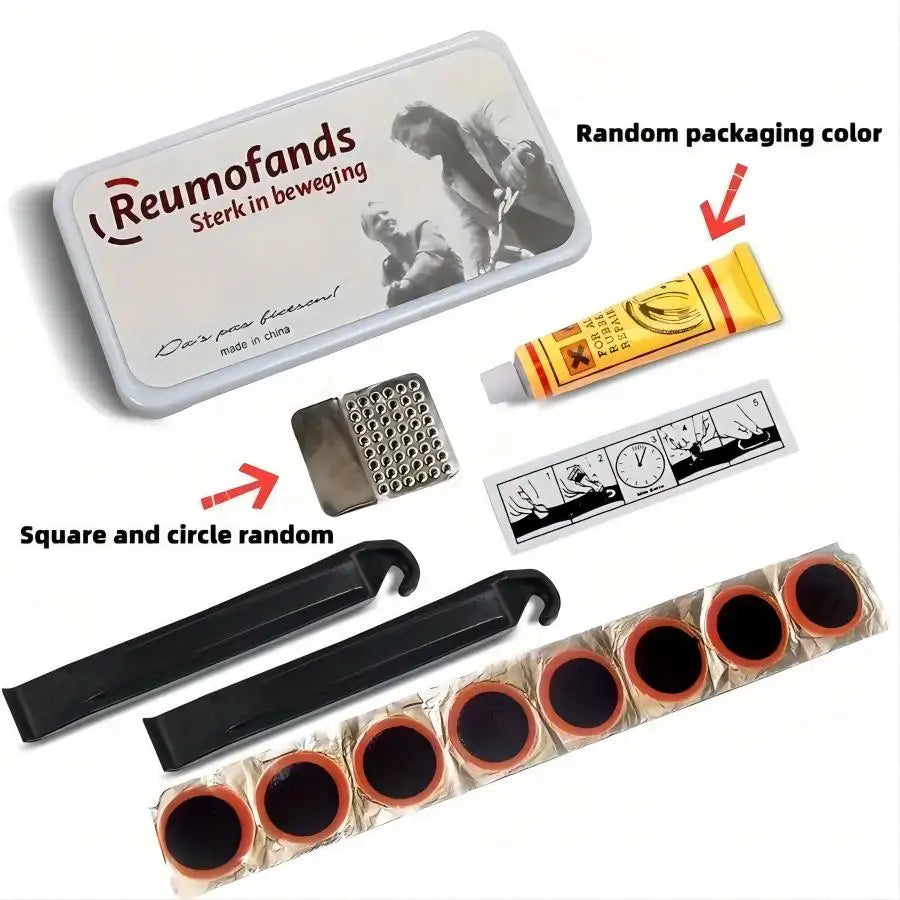 Bike Tire Repair Kit-Patches,Tire Flim,Grinding Film,Crowbar,Multifunctional Tools for Cycling Tire Patch Repair Kit
