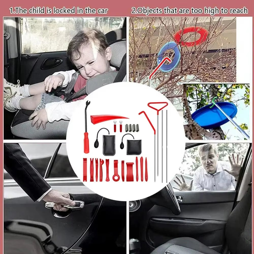 Car Wedge Pump Locksmith Thickened Door Repair Air Cushion Emergency Open Unlock Tool Kit with Long Reach Grabber