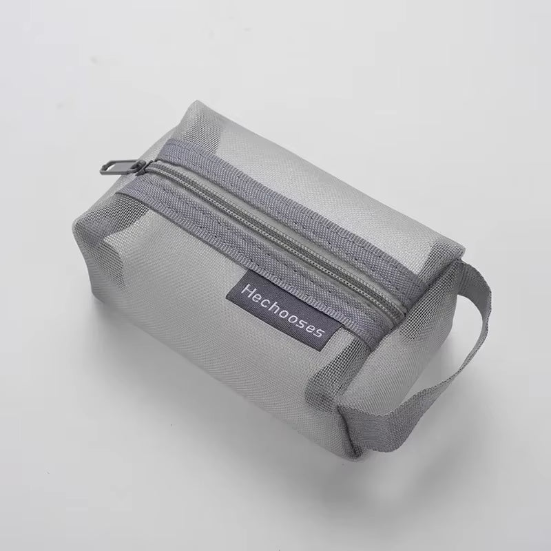 Mini Clear Nylon Mesh Cosmetic Bags Cute Women Small Lipstick Makeup Bags Pouch Data Line Key Earphone Organizer Case