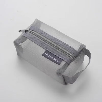 Mini Clear Nylon Mesh Cosmetic Bags Cute Women Small Lipstick Makeup Bags Pouch Data Line Key Earphone Organizer Case