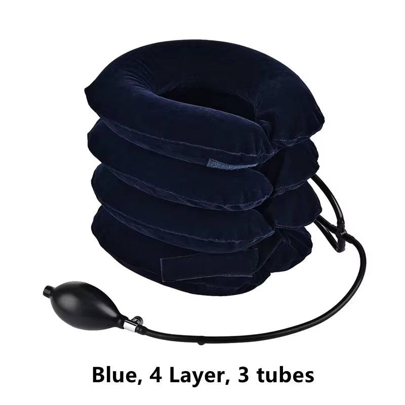 3/4 Layer Inflatable Soft Neck Collar Air Cervical Traction Device Pillow Neck Posture Stretching Brace Neck Massager Care