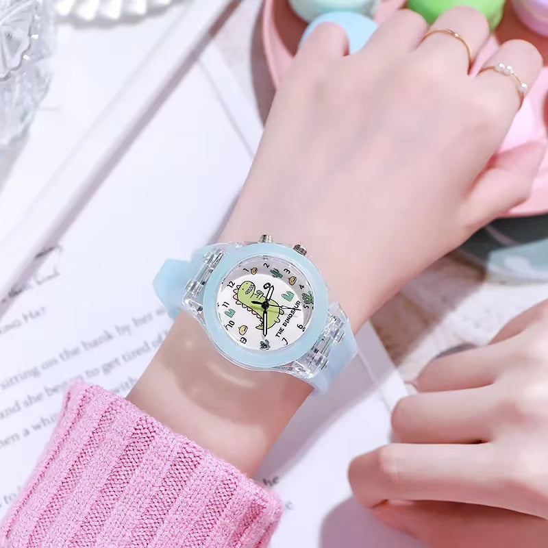 Disney Children Watch Frozen Princess Pattern Led Glowing Flash Fashion Kids Quartz Student Wristwatch Boy Girl Holiday Gifts