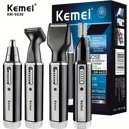 Kemei 4-in-1 Professional Rechargeable Nose, Ear, Hair Trimmer for Men | USB Charging, Nickel Battery, KM-6630 Beauty Fashion