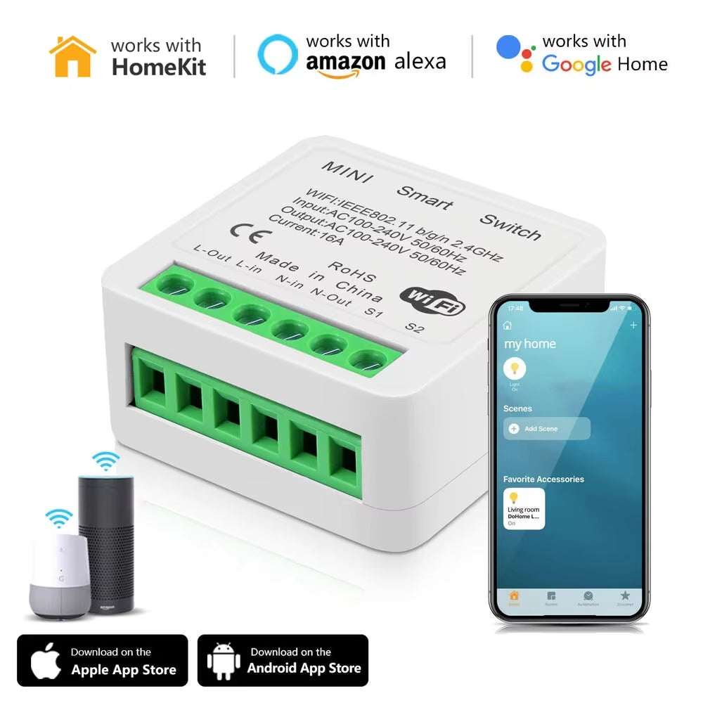 Tuya Smart Home Zigbee Wifi Smart Switch with Power Monitor 16A Mini Breaker Voice Control for Homekit Siri Alexa Google Alice