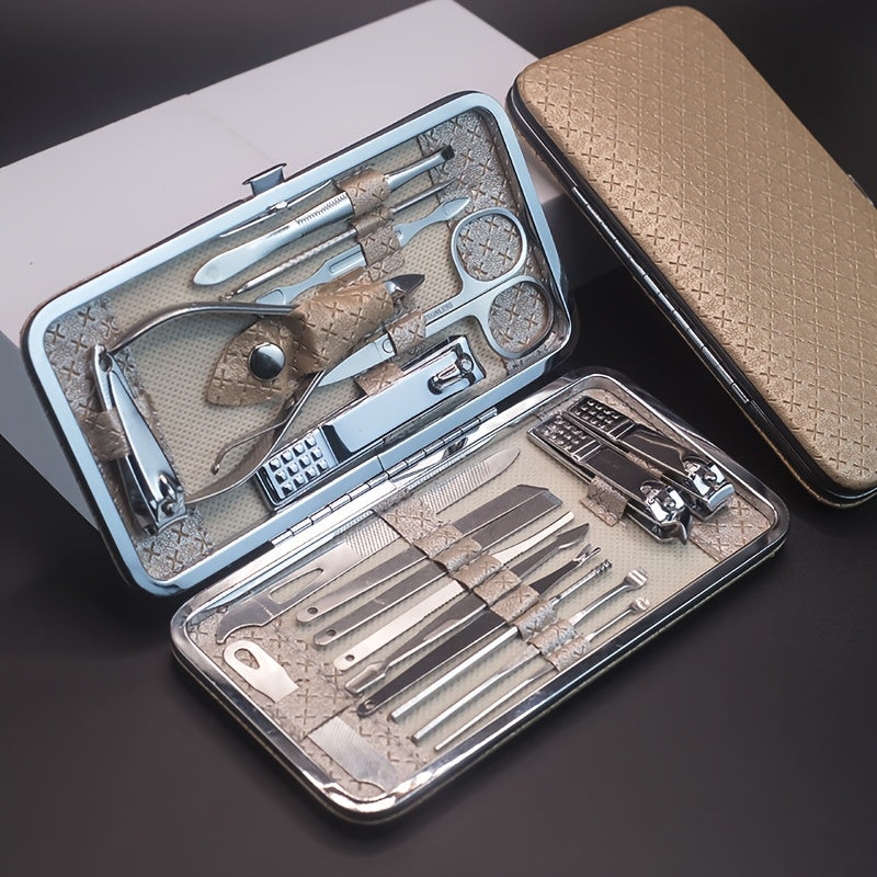 Professional Manicure And Pedicure Set, Nail Clipper Nail Cutter Nail Files Ear Spoon, Beauty Tools Grooming Set with Portable Case, for Nail Care, for Household And Travel Beauty Fashion
