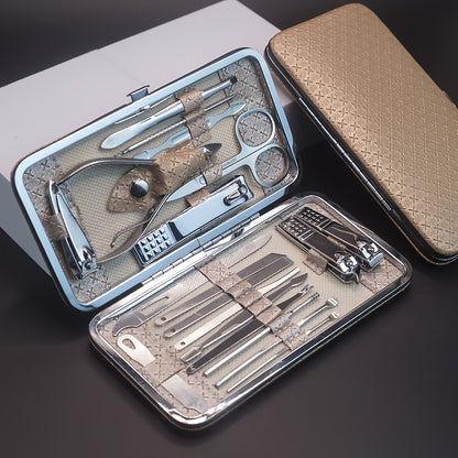 Professional Manicure And Pedicure Set, Nail Clipper Nail Cutter Nail Files Ear Spoon, Beauty Tools Grooming Set with Portable Case, for Nail Care, for Household And Travel Beauty Fashion