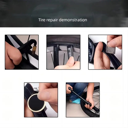 Bike Tire Repair Kit-Patches,Tire Flim,Grinding Film,Crowbar,Multifunctional Tools for Cycling Tire Patch Repair Kit
