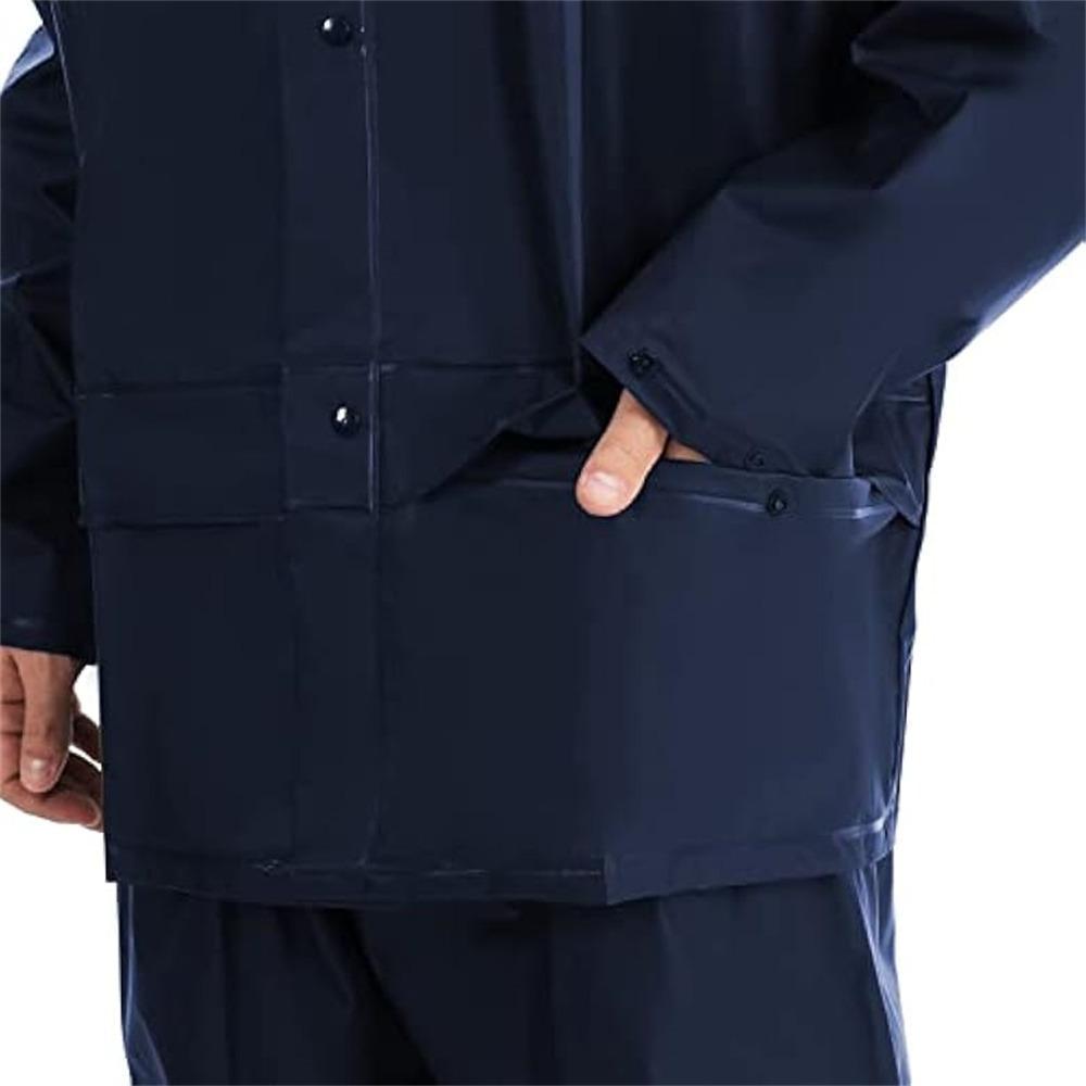 Ultra-Lite Rain Coat with Pants for Men Women, Waterproof Rain Suit for Sport, Rain Suits Lightweight Rain Gear (Navy) Beauty World Shop