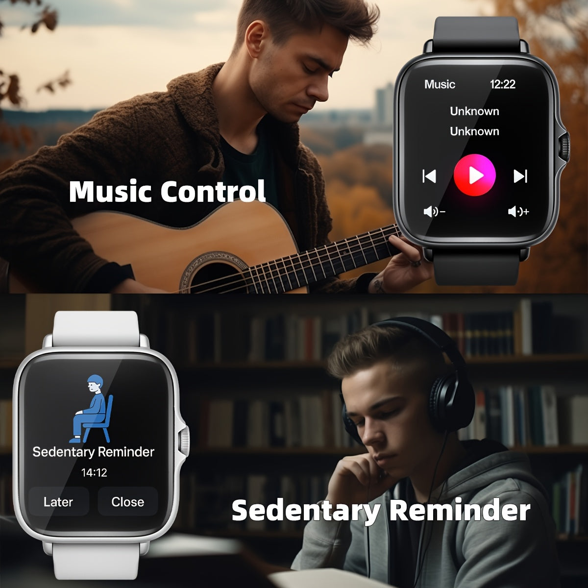 1.83'' Full Touch Screen Smart Watch |, Message Alerts, Call Answering, Sports Pedometer, Health Monitoring, Compatible with iPhone/Android, Alloy Body, Silicone Strap, DESERTCAT - Ideal Gift for and Birthdays Beauty Fashion