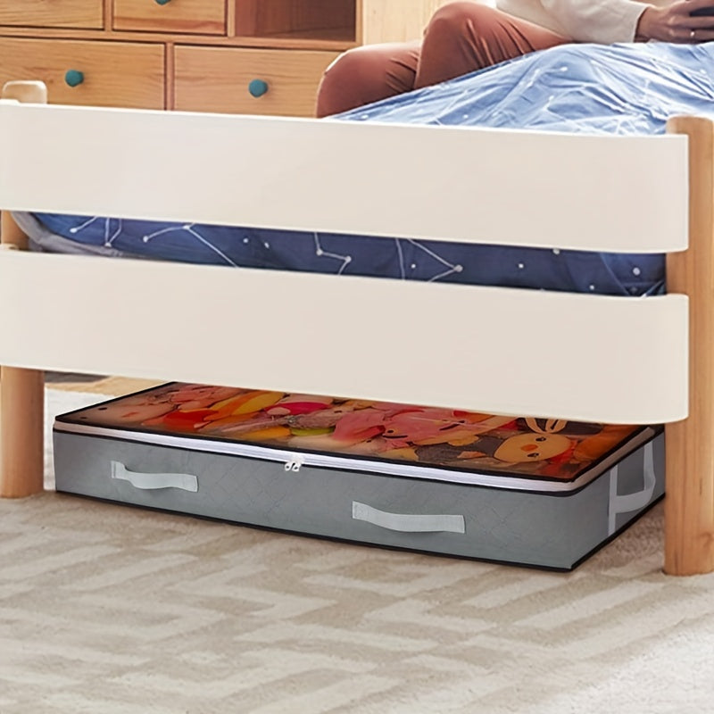 Under-Bed Storage Box with Flip-Top Lid - Durable Non-Woven Fabric Organizer for Blankets, Clothes & Bedding | Multi-Purpose Space-Saving Design, Dust-Resistant Contemporary Bedside Storage Solution, Bedroom Organizers And St Beauty Fashion