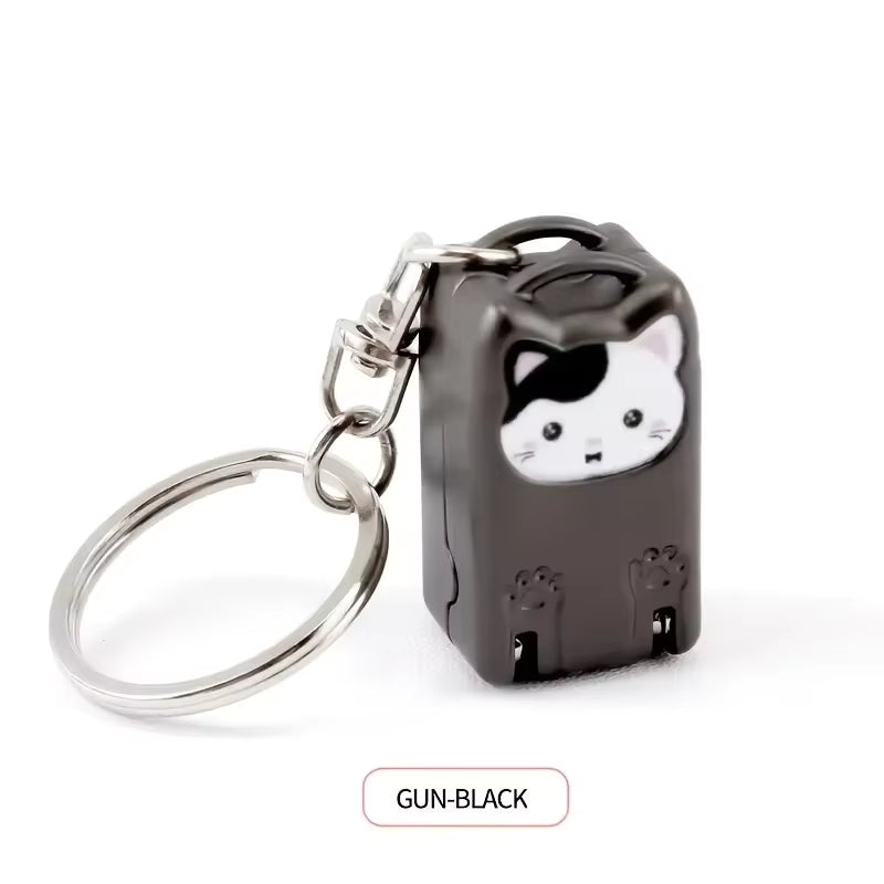 1Pc Exquisite Kitten Keychain Foldable Nail Clipper - Stainless Steel Rotary Toenail & Fingernail Manicure Trimmer