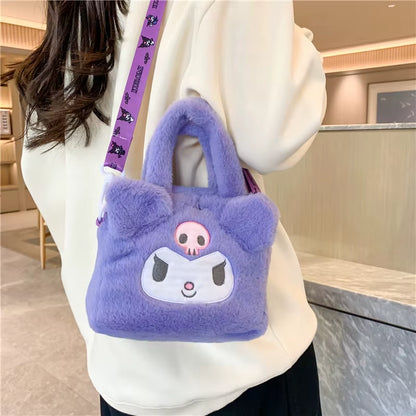 1Pc Sanrio Bag Kawaii Kuromi Cinnamoroll My Melody Cartoon Anime Plush Handbag Cosmetic Bag Travel Storage Bag Women Girl Gifts