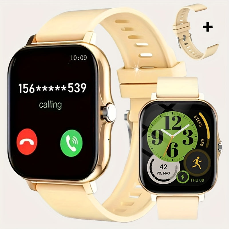 1.83-inch Full Touch Screen Smart Watch for Men And Women, USB Rechargeable, with Wireless Call And Message Reminder, Dual TPU Strap, Multi-sport Mode Outdoor Fitness Watch, Sports Recording Pedometer, Email Display, Activity