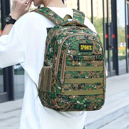 Multi-Pocket Tactical Backpack - Lightweight Nylon Sport & Outdoor Bag for Men and Women, Adjustable Straps, Camo Design, Ideal for Travel, Camping, and Gifts, Outdoor Backpack Beauty World Shop