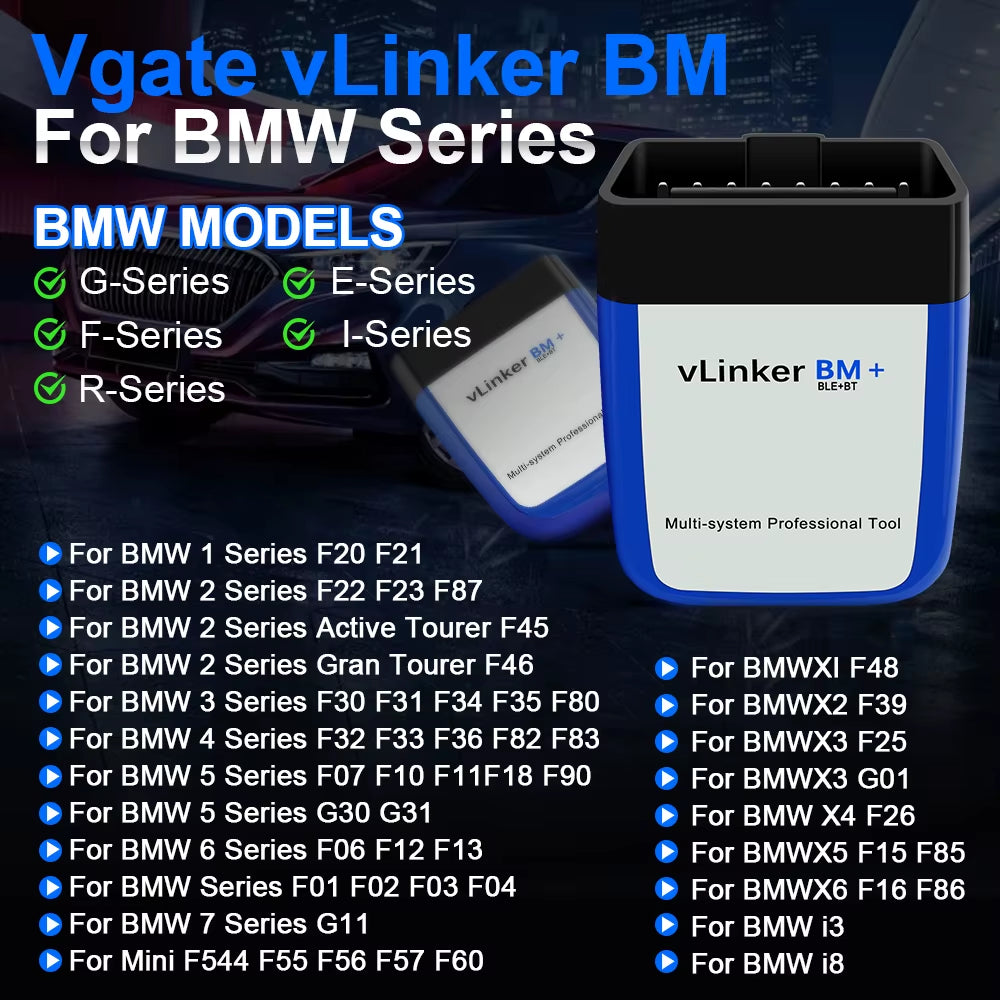 Vlinker BM+ BM for BMW V2.2 OBD2 Car Diagnostic Tool Bluetooth 4.0 Auto Scanner for Bimmercode Android Ios Pk ELM327 V1.5