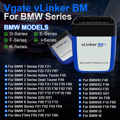 Vlinker BM+ BM for BMW V2.2 OBD2 Car Diagnostic Tool Bluetooth 4.0 Auto Scanner for Bimmercode Android Ios Pk ELM327 V1.5