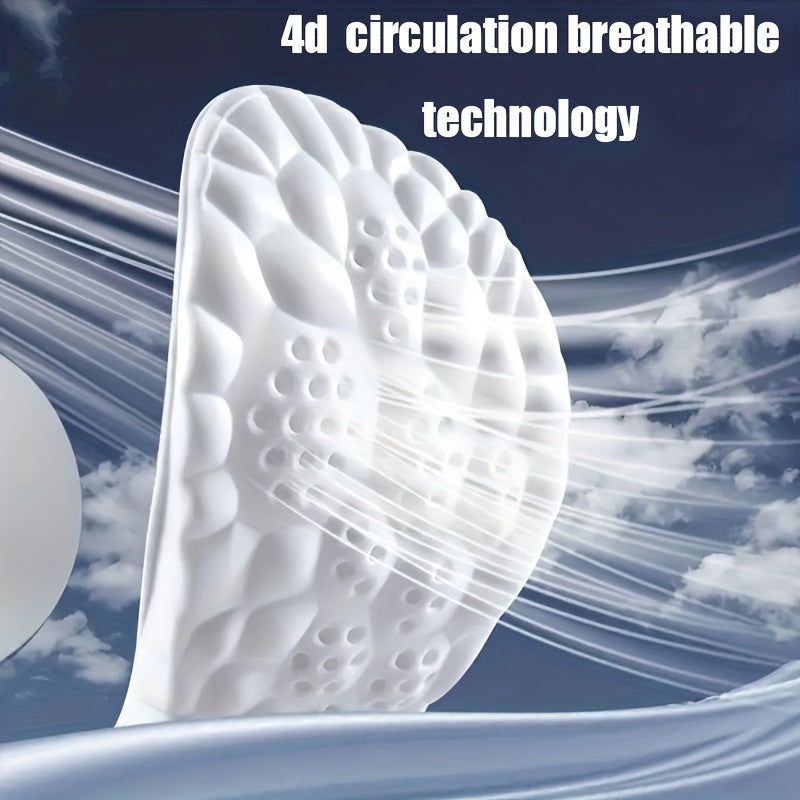 FORICOM 1pair 4D Sport Insoles High-elasticity Shoe, Sole Soft Breathable Shock Absorption Cushion Running Insole