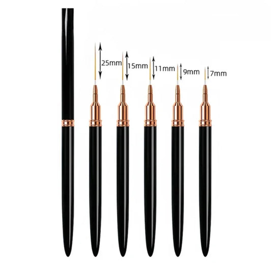 YIKOOLIN 5Pcs Nail Art Liner Brush Set UV Gel Nail Brushes Kits French Stripe Line Painting Drawing Flower Pen Manicure Tool