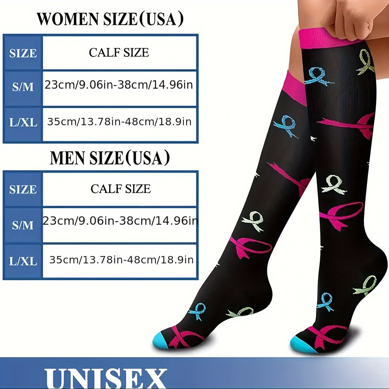 6 Pairs 2024 New Unisex Knee High Athletic Socks Compression Stockings Over The Knee For Women Men Long Socks Running Sport Gym