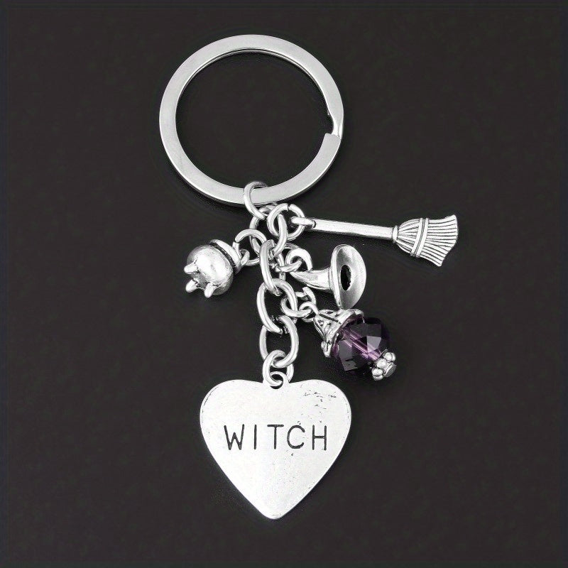 1pc Y2K Wizard Broomstick Keychain Witch Metal Key Ring Purse Bag Backpack Car Key Charm Halloween Cosplay Party Favor Gift Beauty Fashion