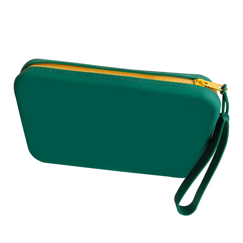Square Silicone Storage Bag, Portable Travel Cosmetics and Toiletries Bag, Multifunctional Waterproof Cosmetic Bag with Zipper