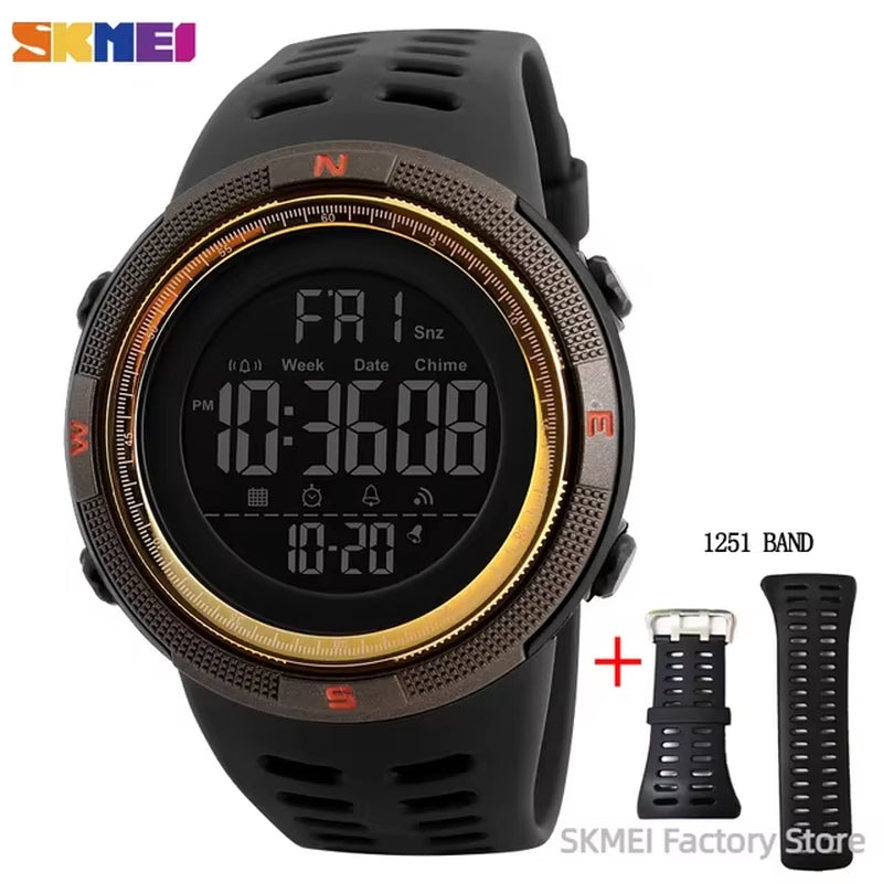 1251 Digital Watch for Men Waterproof Sports Electronic Countdown Mens Wristwatches Military Date Clock 1560 Reloj Hombre