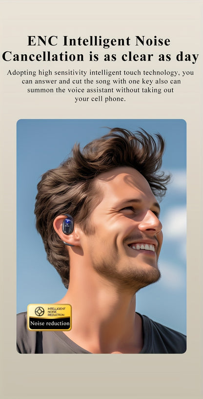 Gionee001True Wireless Earbuds With Mic, TWS In-Ear Headphones With ENC Noise Cancelling Mic, Sport Earhook Headset, Stereo In Ear Headphones With LED Display Charing Case, Wireless Running Sports Earbuds Earhook Beauty World Shop