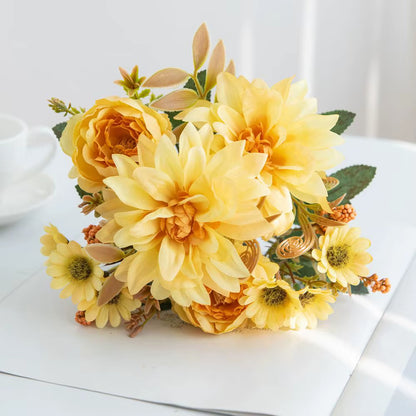 1Pc Hot Sale Artificial Flower Silk Dahlia Rose Daisy Christmas Home Decoration Bonsai Room Wedding Bridal Bouquet Party Diy Box